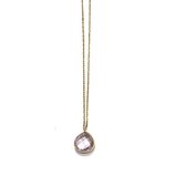 Collier verguld druppel roze amethist