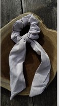 Haarband | Hoofdband scrunchie met lint| dames haaraccessoires | meisjes haarbandjes | beige, lint | satijn