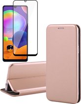 Samsung A31 Hoesje en Samsung A31 Screenprotector - Samsung Galaxy A31 Hoesje Book Case Slim Wallet Roségoud + Screen Protector Full