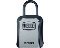 PALMAT Sleutelvergrendelingsdoos met beugel, deurhendelcombinatiesleutelvergrendeling voor opbergdoos met haak voor thuisgarage, poort, Airbnb-verhuur, reservesleutel (grijs)