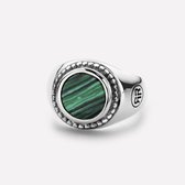 Rebel and Rose RR-RG013-S Ring Women Round Malachite zilver-groen Maat 45