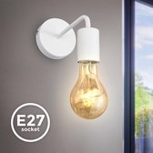 B.K.Licht - Witte Wandlamp - voor binnen - industriele - metalen wandlamp - netstroom - met 1 lichtpunt - wandspots - muurlamp - E27 fitting - excl. lichtbron