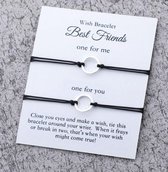 Vriendschaparmband - BFF - best friends - 2 stuks - zwart - hanger ring - foer me / for you