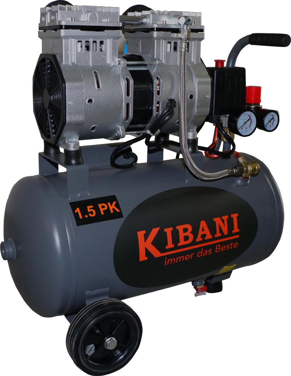 Kibani super stille compressor 24 liter – olievrij – 8 BAR – 63 dB – Super  Silent -... | bol.com