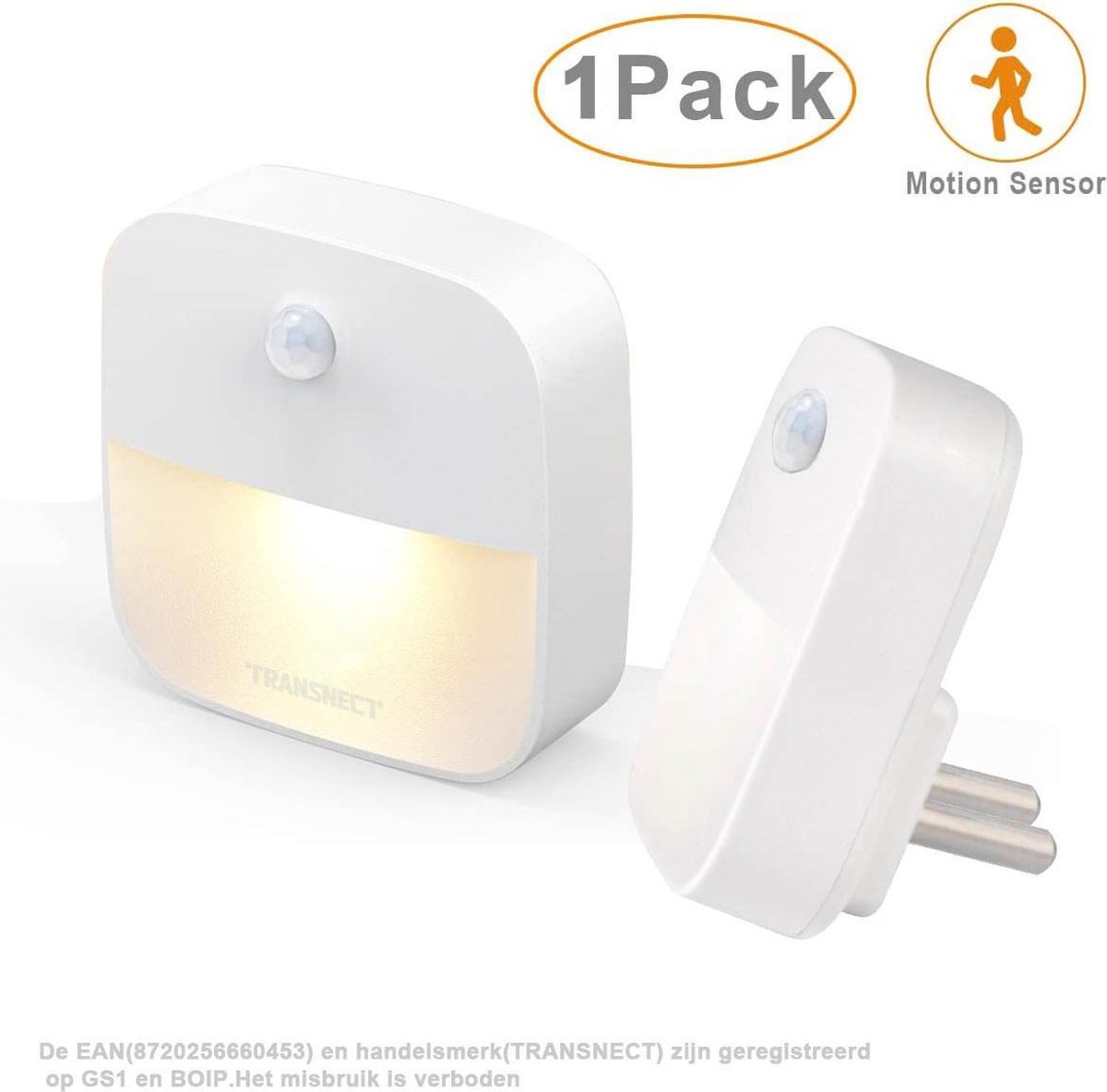 Nachtlampje Stopcontact - Plug and Play - met Bewegingssensor - met Dag en Nacht Sensor- voor Babykamer, Slaapkamer - 1 Stuk - TRANSNECT