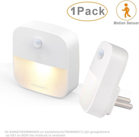 Nachtlampje Stopcontact - Plug and Play - met Bewegingssensor - met Dag en Nacht Sensor- voor Babykamer, Slaapkamer - 1 Stuk
