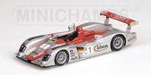The 1:43 Diecast Modelcar of the Audi R8 , Team Audi Sport North America #1 of the 12H Sebring 2002. The drivers were Biela / Kristensen and Pirro. The manufacturer of the scalemodel is Minichamps.This model is only available online