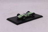 Het 1:43 gegoten modelauto van de Lotus 24 #12 van de GP van Monaco 1963. De rijder is Jim Hall. De fabrikant is het schaalmodel Spark.
