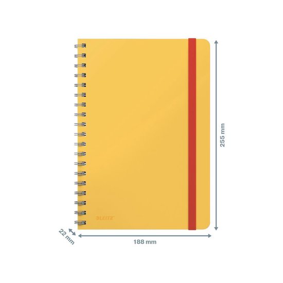 Leitz Cosy Notitieboek B5 Soft Touch Gelijnd - Notitieboek Hard Cover - Spiraalgebonden - Ideaal voor Thuiskantoor/Thuiswerken - Warm Geel