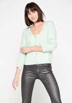 LOLALIZA Cardigan met rib en knopen - Turquoise - Maat L