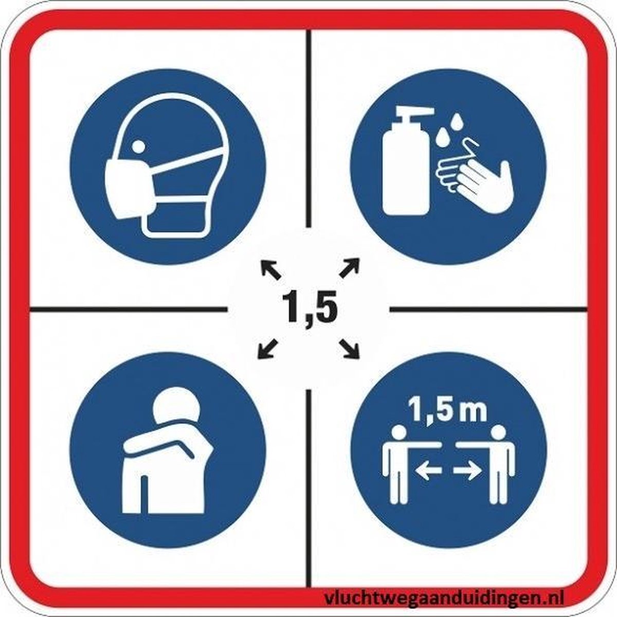 Bol Com Combinatie Pictogram Mondkapje Verplicht Hoest In Elleboog Houd Afstand Handen