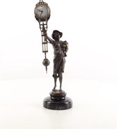 Horloge de table avec figurine - Sculpture - Garçon - hauteur 37,4 cm