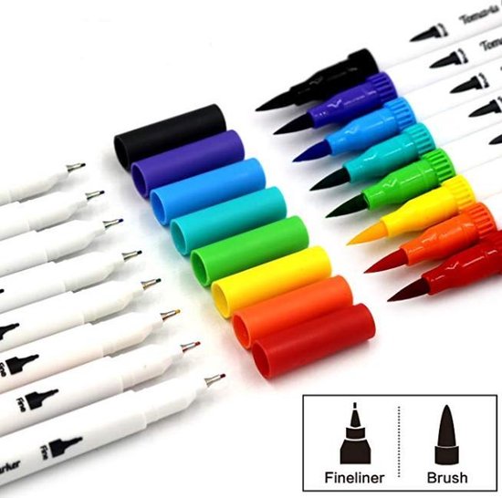 36 Joyage Brush Pens - Mét Bonus Fineliners - Multicolor - Stiften voor  volwassenen en... | bol.com