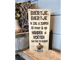 Creaties van Hier - Tekstbord biertje biertje met bieropener / vaderdag cadeau