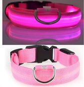 Roze LED hondenhalsband Super Bright Safety Pet Collar verhoogde zichtbaarheid