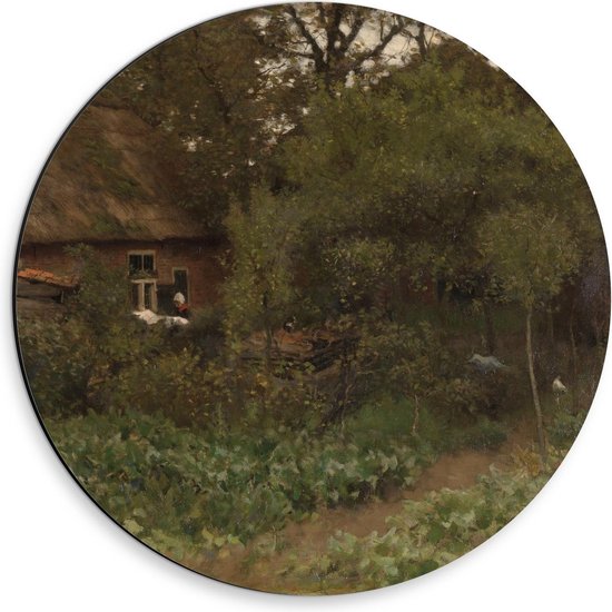 Dibond Wandcirkel - Oude Meesters - De moestuin, Anton Mauve, ca. 1885 - ca. 1888 - 30x30cm Foto op Aluminium Wandcirkel (met ophangsysteem)