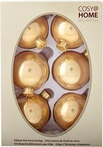 KERSTBALLEN SET 6 STUKS | KERSTVERSIERING | PEARL TOFFEE GOUD | 7CM | GLAS IN VENSTERDOOS