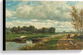 Canvas  - Oude Meesters - Landschap in de omgeving van Den Haag, Willem Roelofs - 60x40cm Foto op Canvas Schilderij (Wanddecoratie op Canvas)