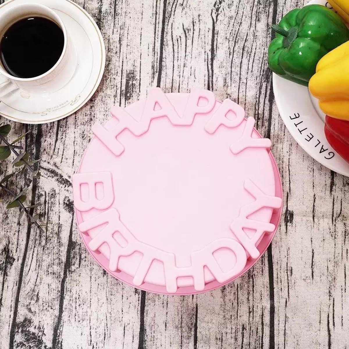 Siliconen bakvorm - Ronde taartvorm - Happy Birthday - 18,5 cm - Vaatwasser geschikt - Willekeurige kleur - Verjaardag
