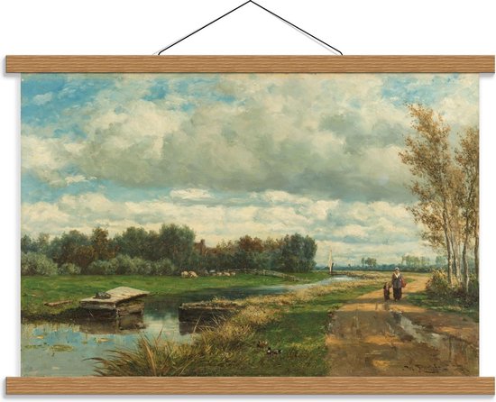 Schoolplaat – Oude Meesters - Landschap in de omgeving van Den Haag, Willem Roelofs - 60x40cm Foto op Textielposter (Wanddecoratie op Schoolplaat)