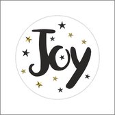 Kerst etiketten - Joy - zwart met goud -  (rol van 500 stuks)