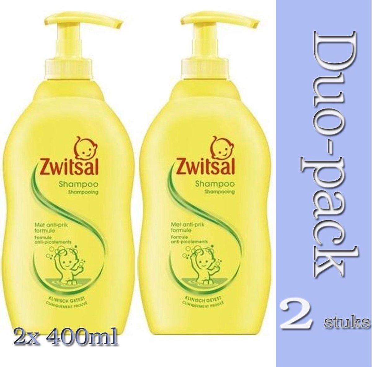 Goedkoopste Duo Pack 2x Zwitsal Shampoo met anti-prik formule 400ml
