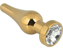 Banoch - Buttplug Lacrima Gold Clear Small - Metalen buttplug - Diamant steen - doorzichtig