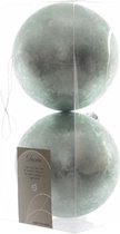 Kerstballen kunststof 10cm eucalyptus 2x
