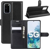 Samsung Galaxy S20 FE hoesje - MobyDefend Kunstleren Wallet Book Case - Zwart - GSM Hoesje - Telefoonhoesje Geschikt Voor: Samsung Galaxy S20 FE