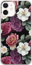 iPhone 12 hoesje siliconen - Flowers - Soft Case Telefoonhoesje - Bloemen - Transparant, Multi