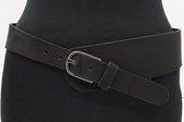 Zwarte brede afhangriem 6.5 cm breed - Zwart - Afhang ceintuur - Echt Suede leder - Taille: 85cm - Totale lengte riem: 100cm