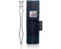 Whisky pipet glas in luxe Harris Tweed zak Blauw Image