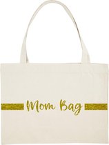 Shopper Mom Bag / Shopping Bag / Ideaal voor mama's / Naturel met glitter gouden tekst