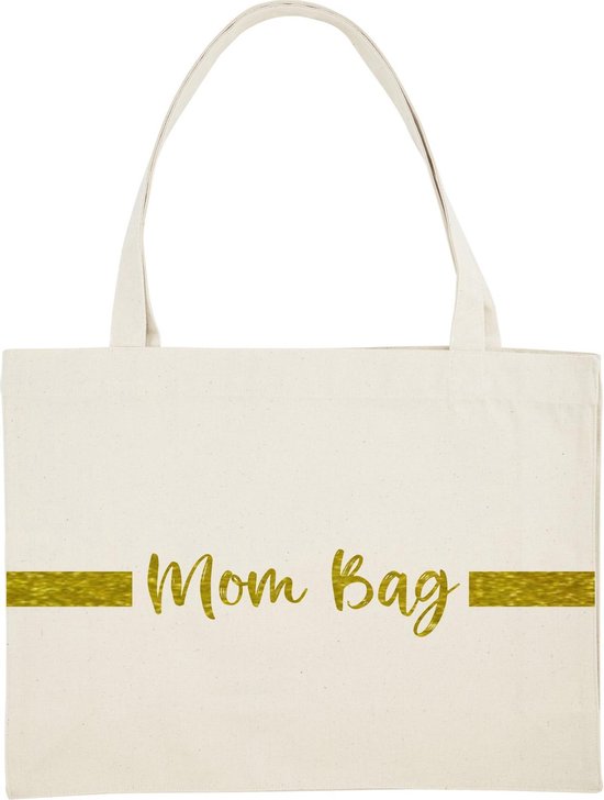 Shopper Mom Bag / Shopping Bag / Ideaal voor mama's / Naturel met glitter gouden tekst