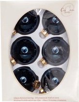 KERSTBALLEN SET 6 STUKS | KERSTVERSIERING | SHINY NACHTBLAUW | 7CM | GLAS IN VENSTERDOOS