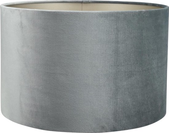 Abat-jour Cylindre - Alice velours gris - 35x35x22cm