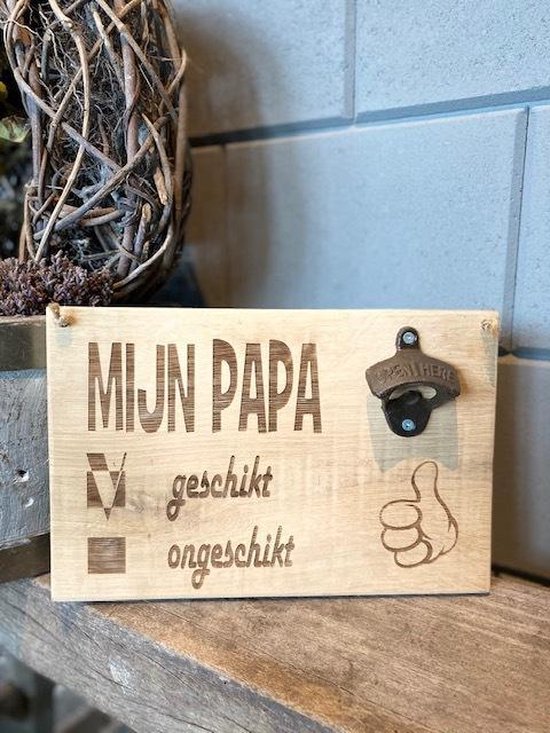 Tekstbord eikenhout mijn papa geschikt-ongeschikt / 20x30 cm - vaderdag -  cadeau -... | bol.com