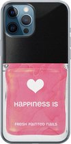 iPhone 12 Pro hoesje siliconen - Nagellak - Soft Case Telefoonhoesje - Print / Illustratie - Transparant, Roze