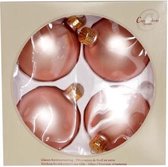 KERSTBALLEN SET 4 STUKS | KERSTVERSIERING | MAT LICHTROZE | D8 CM | GLAS