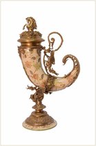 Hoorn - Hoorn des overvloeds - Porselein op bronzen standaard 52 cm hoog
