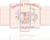 Schilderij , Loving Candies , Olifant , 4 maten , 5 luik , multikleur , wanddecoratie , Premium print , XXL