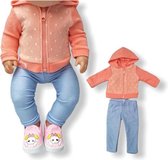 Isa's Friends - Poppenkleding - Kleertjes geschikt voor o.a. BABY born - 43 cm - Oranje hoodie met broekje