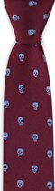 We Love Ties - Stropdas Skull Dandy - geweven polyester Microfill - rood / lichtblauw