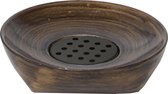 4goodz Polystone zeepschaal met wengehout print - Bruin