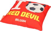 Belgie voetbal sierkussen/bankkussen Rode Duivels 34 x 34 cm - Red Devil EK/WK voetbal fan kussens