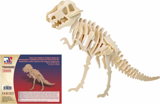 Houten dieren 3D puzzel T-rex dinosaurus vogel - Speelgoed bouwpakket 38,2 x 9 x 28,5 cm