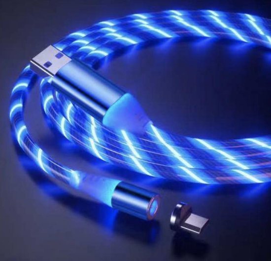 Lichtgevende oplaadkabel magnetisch - Samsung oplader lichtgevend - Micro  usb - Blauw... | bol.com