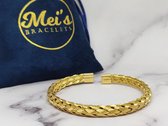 Mei's | Chained Lucky Wires bangle | armband dames mannen / sieraad dames mannen | Stainless Steel / 316L Roestvrij staal / Chirurgisch Staal | goud / polsmaat 16,5 cm - 21 cm