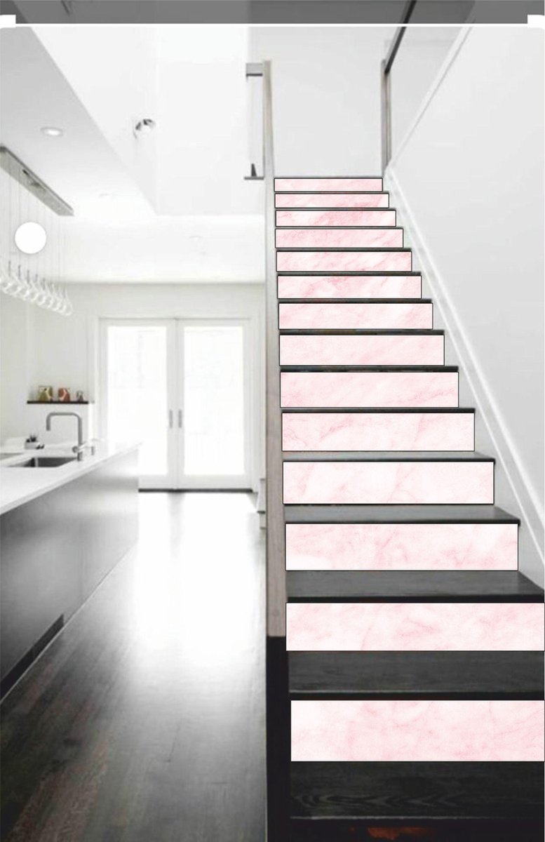 Trapsticker marmer roze