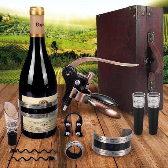 Set d'accessoires pour ouvre- Vin de Luxe 9 en 1 - Set cadeau Vin
